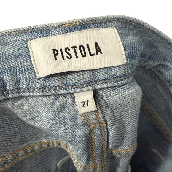 Pistola Loretta Distressed Raw Hem Wide Leg Light Wash Jeans Womens Size 27 - Picture 4 of 5
